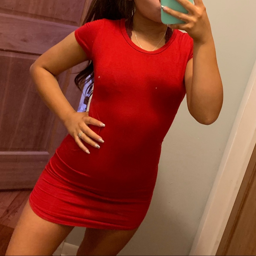 Red T-Shirt Bodycon Summer Dress